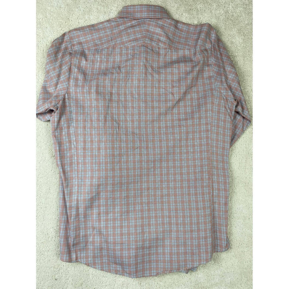 Thomas Pink Mens 15 Orange Blue Check Slim Fit French Cuff Cotton Dress Shirt - Picture 4 of 12